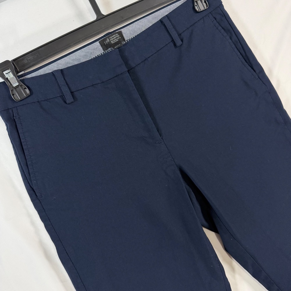 J. Jill Wearever Collection Refined Woven Trousers Navy Blue Straight Leg Size 8